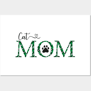 Cat mom bright green cheetah Posters and Art